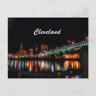Cleveland City River Bank natt Vykort