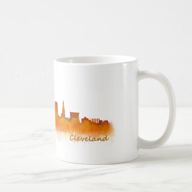 cleveland city US skyline watercolor Kaffemugg (Höger)