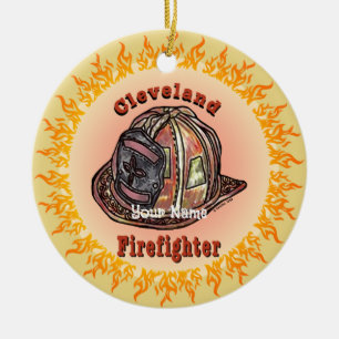 Cleveland Firefighter Julgransprydnad Keramik