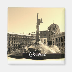 Cleveland Fontän (Sepia) Magnet