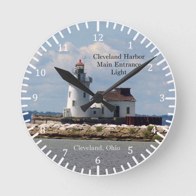 Cleveland Harbour Main Entrance Light-klocka Rund Klocka (Framsida)