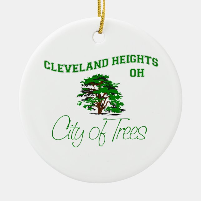 Cleveland Heights OH - stad av träd Julgransprydnad Keramik (Framsidan)