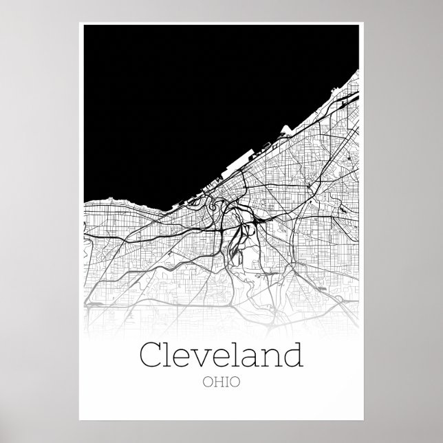 Cleveland Karta - Ohio - City Karta Poster (Framsidan)