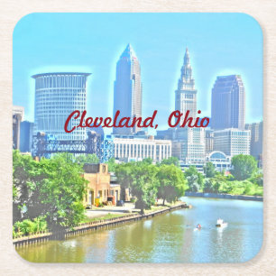 Cleveland kustfartyg för Ohio fotokonst Underlägg Papper Kvadrat
