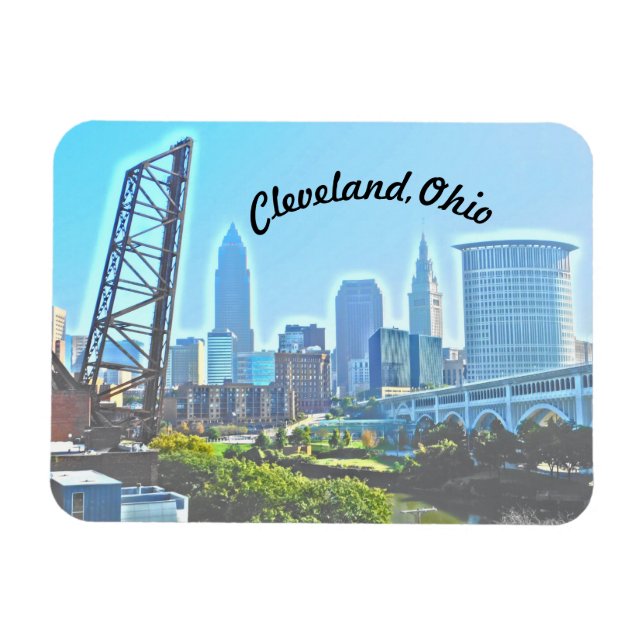 Cleveland Morgon (böjd text)-magnet Magnet (Horisontell)