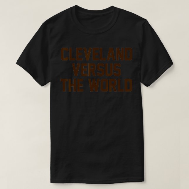 Cleveland mot World Brown Block Brev T Shirt (Design framsida)