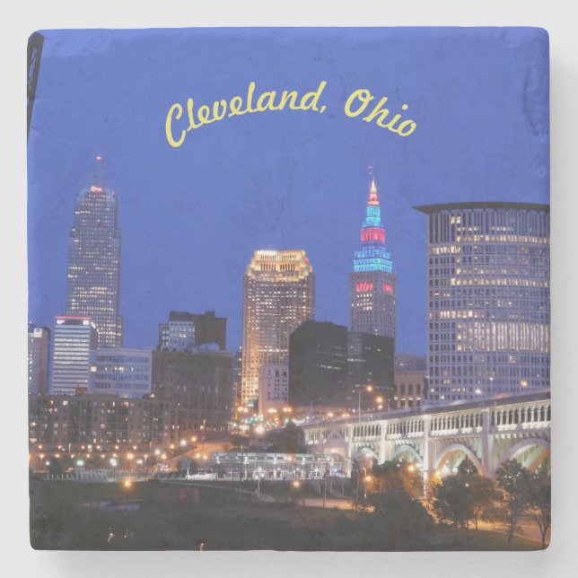 Cleveland Night Skyline Stenunderlägg (Framsidan)