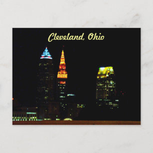 Cleveland Night Skyline Vykort