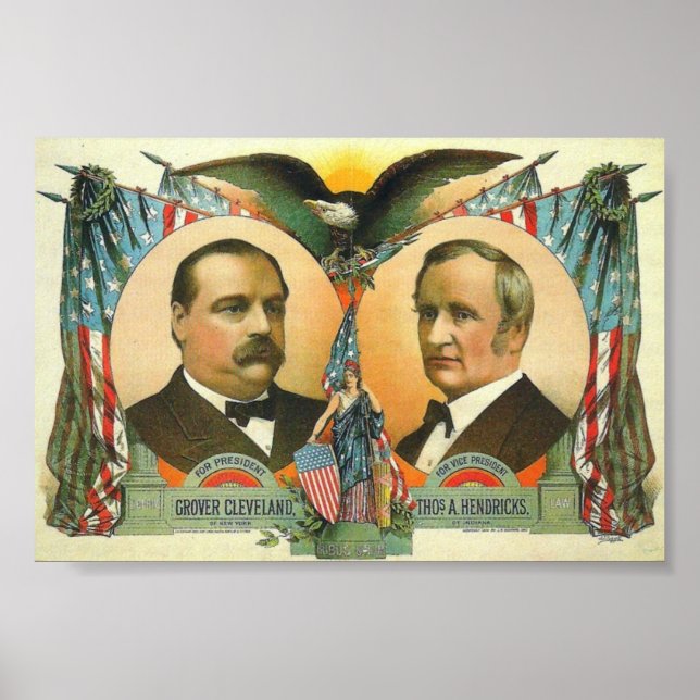 Cleveland och Hendricks President kampanj 1884 Poster (Framsidan)