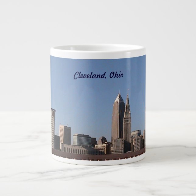 Cleveland, OH Blue Skyline Jumbo Specialty Mugg (Framsidan)
