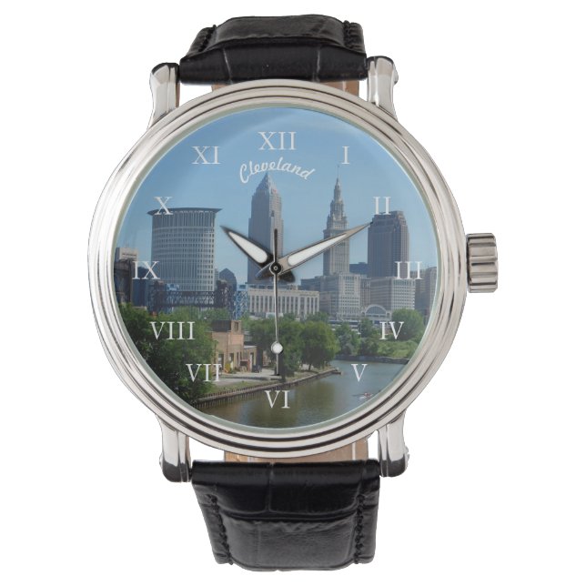 Cleveland, OH Classic River Skyline Watch Armbandsur (Framsida)