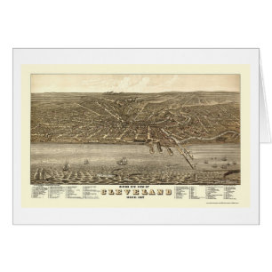 Cleveland OH panorama- karta - 1877 Hälsningskort
