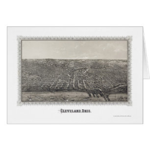 Cleveland OH panorama- karta - 1887 Hälsningskort