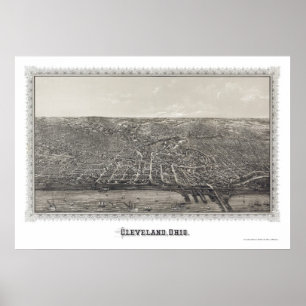 Cleveland, OH Panoramic Karta - 1887 Poster
