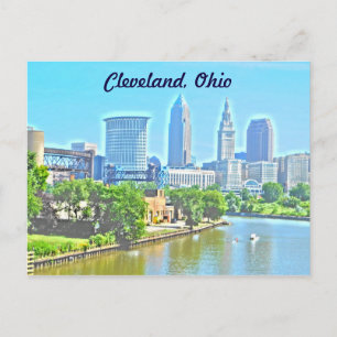 Cleveland,OH River View (Paint Effect) vykort