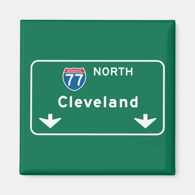 Cleveland, OH Road Sign Magnet (Framsidan)
