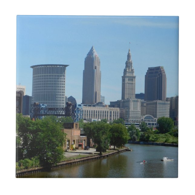Cleveland, OH Rolling on the River Ceramic Tile Kakelplatta (Framsidan)