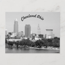 Cleveland, OH Sjö Skyline B&W-vykort Vykort
