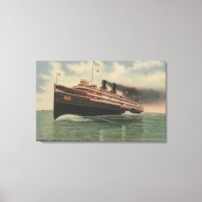 Cleveland, OH - Steamer City of Cleveland Canvastryck (Framsida)