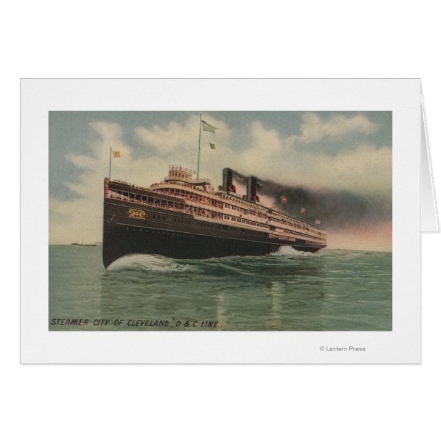 Cleveland, OH - Steamer City of Cleveland Hälsningskort (Framsidan Horizontal)