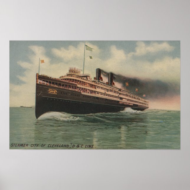 Cleveland, OH - Steamer City of Cleveland Poster (Framsidan)