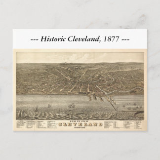 Cleveland Ohio 1877 Karta Vykort