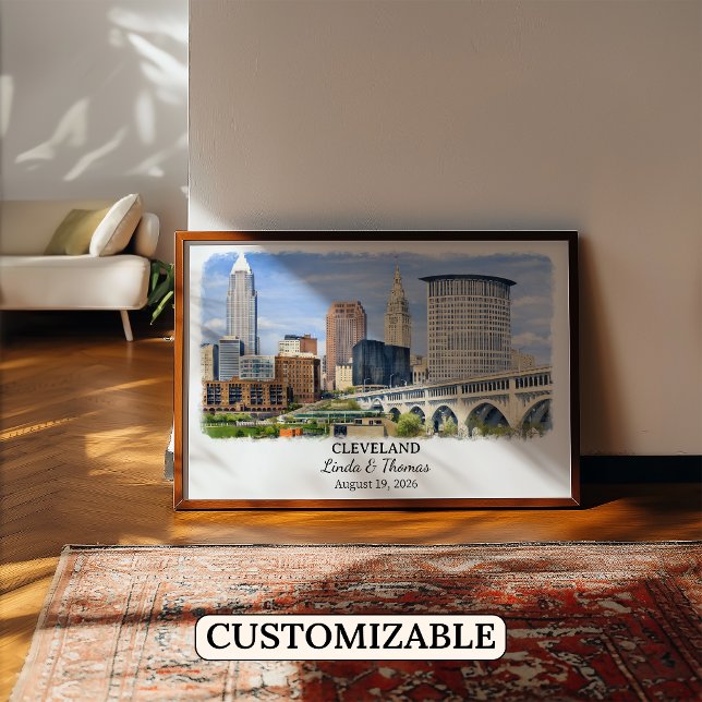 Cleveland Ohio Affisch, Akvarell, Anpassad Poster (Skapare uppladdad)