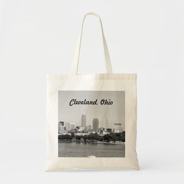Cleveland, Ohio Black and White Tote Tygkasse (Framsidan)