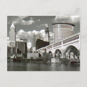Cleveland Ohio Black and White Vykort
