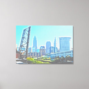 Cleveland, Ohio Blue Morning Skyline Canvastryck