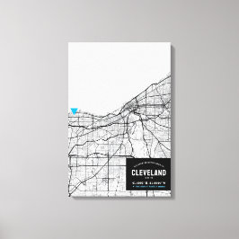 Cleveland, Ohio City Karta + markera din plats Canvastryck