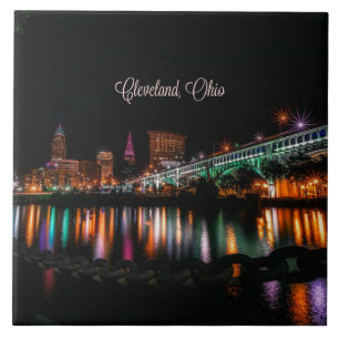 Cleveland, Ohio cityscape, märkt Kakelplatta