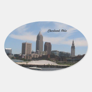 Cleveland Ohio Downtown Sticker Ovalt Klistermärke