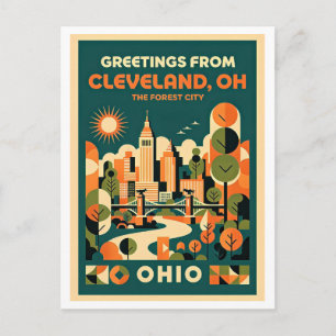 Cleveland Ohio Forest City Retro Resa Vykort