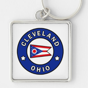 Cleveland Ohio Fyrkantig Silverfärgad Nyckelring