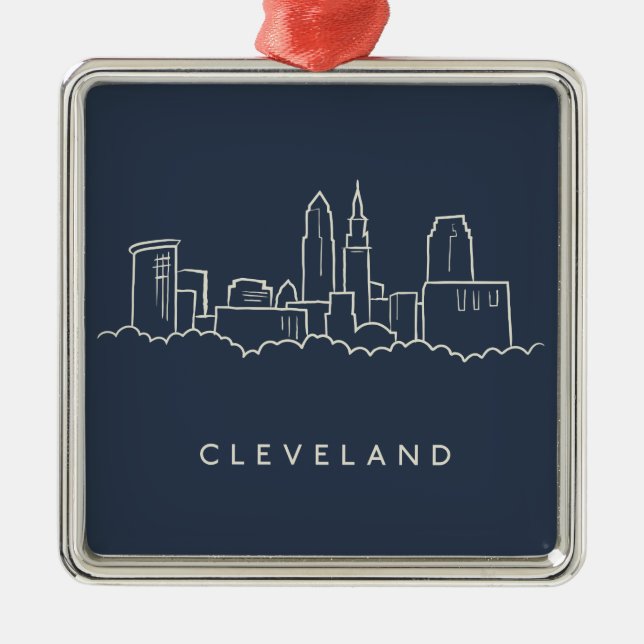 Cleveland Ohio horisont Julgransprydnad Metall (Framsidan)