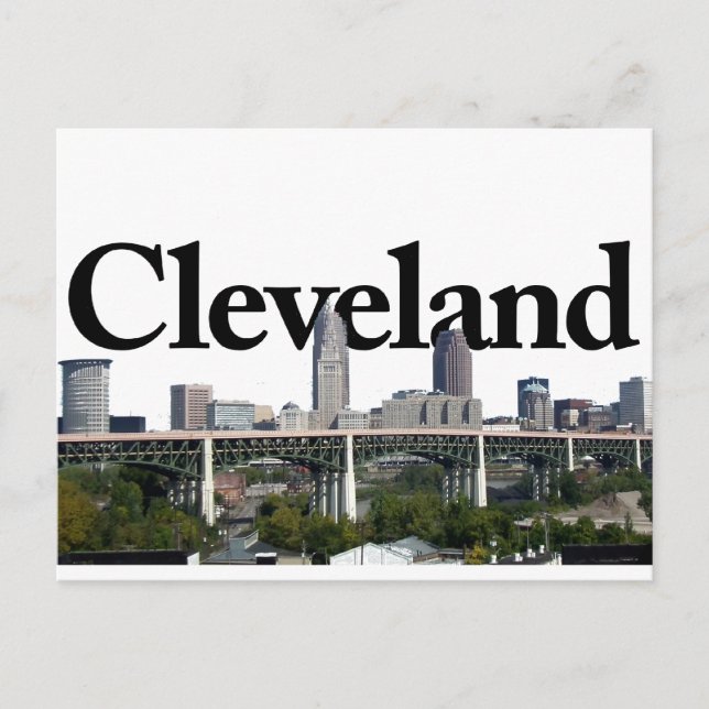 Cleveland Ohio horisont med Cleveland i himmlen Vykort (Framsida)