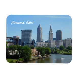 Cleveland Ohio i stadens centrum flod magnet