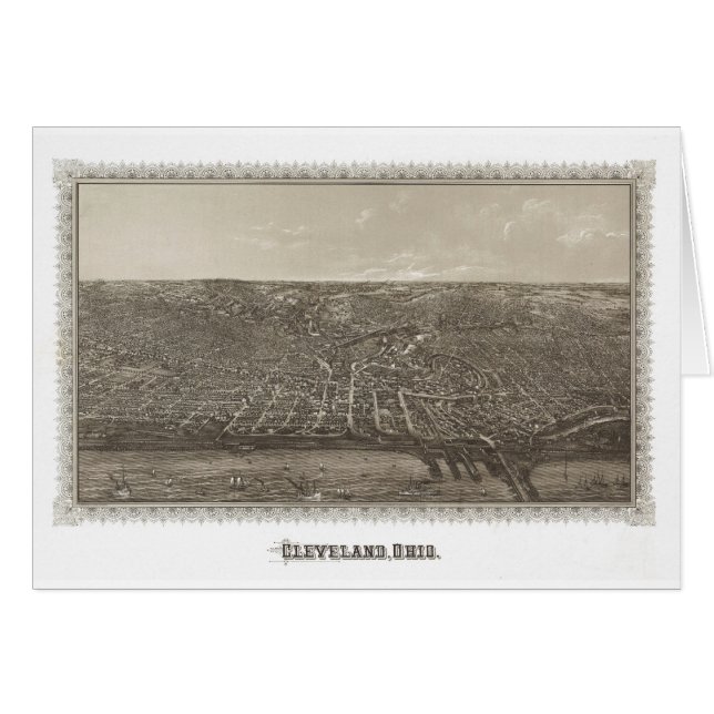 Cleveland Ohio karta Hälsningskort (Framsidan Horizontal)