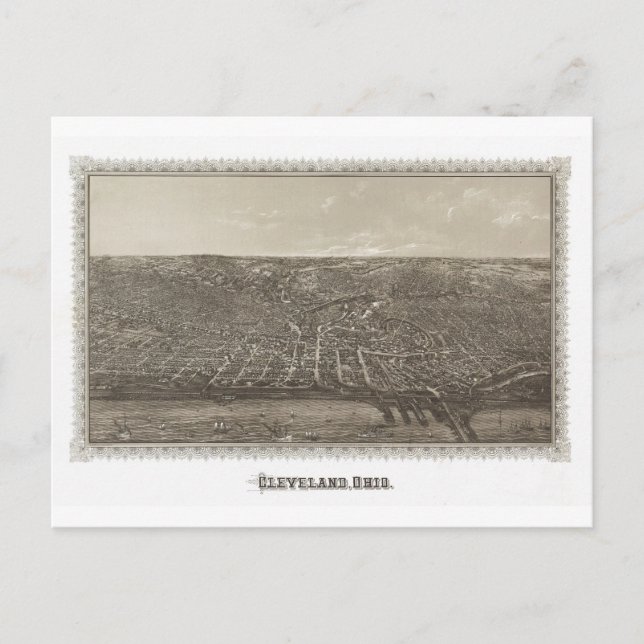 Cleveland, Ohio karta Vykort (Framsida)