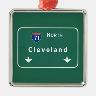 Cleveland Ohio oh Interstate huvudvägmotorväg: Julgransprydnad Metall