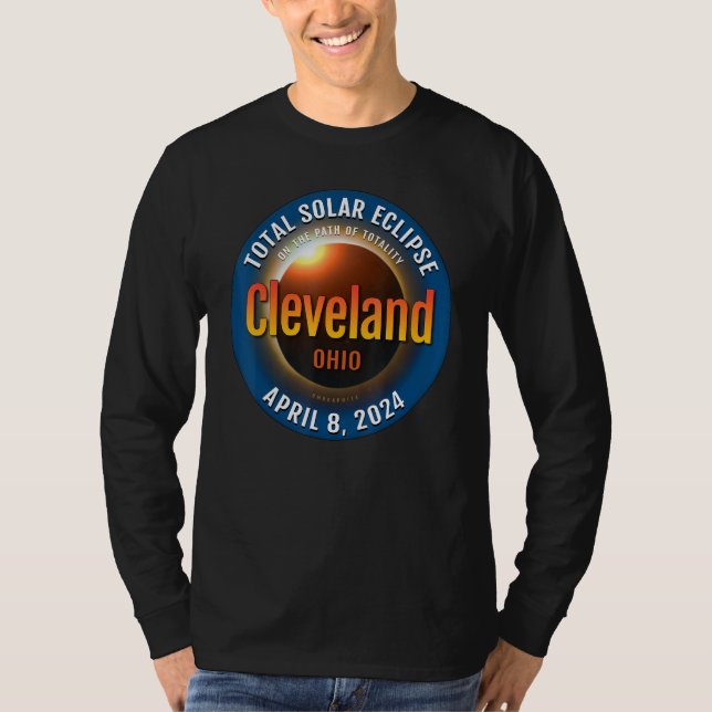 Cleveland Ohio OH Total Solar Eclipse 2024 3 T Shirt (Framsida)
