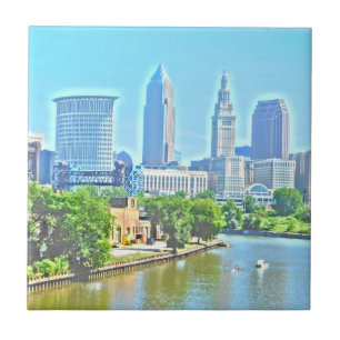 Cleveland, Ohio Paint Effect Decorative Tile Kakelplatta