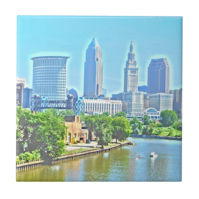 Cleveland, Ohio Paint Effect Decorative Tile Kakelplatta (Framsidan)