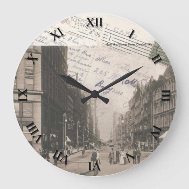 Cleveland Ohio Post Card Clock - Euclid Ave 1909 Stor Klocka (Framsida)