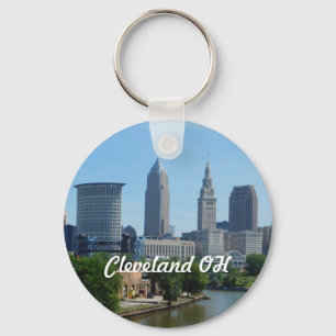 Cleveland Ohio River beskådar Keychain Nyckelring