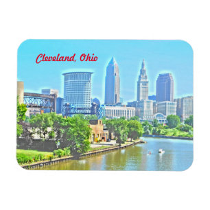 Cleveland Ohio River beskådar (måla verkställer Magnet