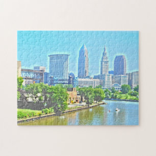 Cleveland Ohio River beskådar (måla verkställer Pussel