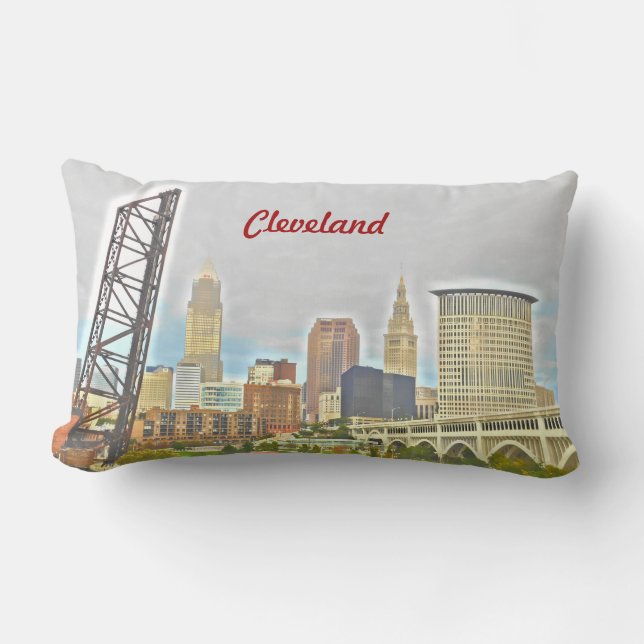 Cleveland, Ohio River PhotoPaint Pillow Lumbarkudde (Framsida)