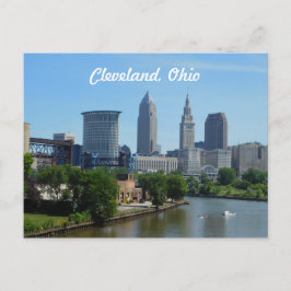 Cleveland, Ohio River Skyline Postcard Vykort